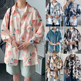 Bonsir Summer Men's Graffiti Printed Short Sleeve Shirts High-quality Lapel Collar Clothes Multiple Colors Hawaiian Shirts M-5XL