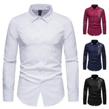 Bonsir Fashion Social Men Shirts Turn-down Collar Buttoned Shirt Casual Dragon Embroidered Long Sleeve Tops Men's Clothing