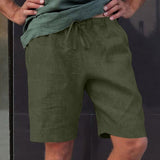 Bonsir Vintage Solid Cotton Linen Short Pant Man 2023 Spring Summer Casual Loose Drawstring Shorts Men Leisure Tie-up Shorts Streetwear