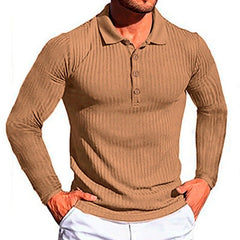 Bonsir Autumn Fashion Knit Long Sleeves Men Polo Shirt Casual Long Sleeve Pullovers Man Solid Sweaters Breathable Tops Men Clothing