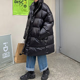 Bonsir Warm Men's Long Parkas Fashion Solid Color Stand Collar Male Thicken Winter Jackets Loose Casual Unisex Clothing