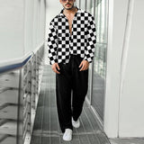 Bonsir New Fashion Pattern Printing Two Piece Sets Men Spring Fall Leisure Long Sleeve Shirts And Pants Suits Mens Casual Loose Outfits