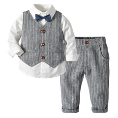 Bonsir Boy Suit Dress Long Sleeve Shirt Vest Trousers Gentleman Bow Tie Gentleman Suit Four Piece Set Of Boy Treasure