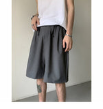Bonsir Men's Korean Style Summer Men's Loose Straight Suit Shorts Cotton Elastic Waist Cargo Shorts Multi-pocket Casual Shorts