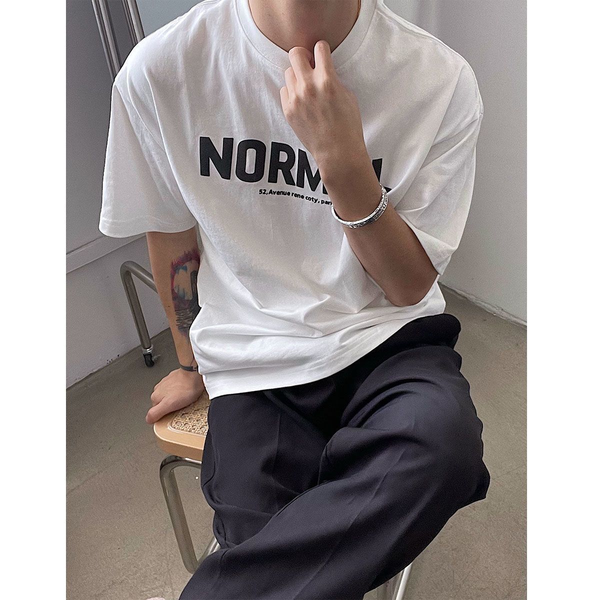 Bonsir 100% Cotton Letter Print T-shirt Men Short Sleeve Summer New Round Neck Oversized T Shirt Casual Loose All Match Half Sleeve Top