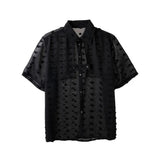 Bonsir Trendy Sexy See-through Mesh Shirts LGBT Men's Summer Thin Section Polka Dot Short-sleeved Tees Shirt Niche Men Clothing Blouse