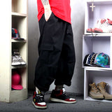 Bonsir Spring Summer Fashion Loose Baggy Trousers Men's Casual Cargo Pants Wide Leg Big Pocket Hiphop Harem Streetwear Clothing