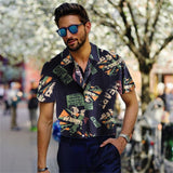 Bonsir Social Shirt Luxury Men's Shirt Casual Fashion Print Short Sleeve T-shirt Summer Loose Tops Tees Lapel Shirts For Men Clothing