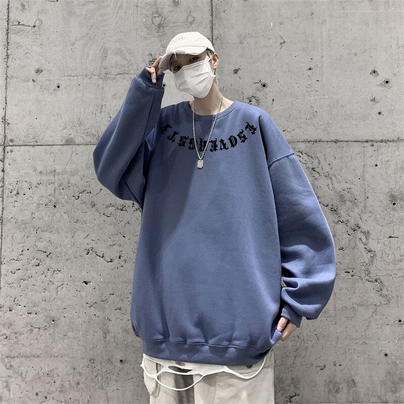 Bonsir Korean Streetwear Vintage Letter Graphic Hoodies Spring New Male Casual Loose Sweatshirts Fashion Basic Pullovers