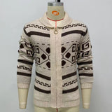 Bonsir Mens Knitted Coat Long Sleeve Jacquard Pocket Sweater Cardigan Jacket Solid Thick Warm Casual Cardigan Knitting Sweatercoat