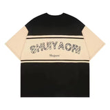 Bonsir Summer Men's Japanese Retro Original T-shirts Loose Round Neck Short Sleeve Tshirt Cotton Clothes Top Blackt Shirts S-2XL