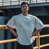 Bonsir Summer Men's Cotton Round Neck Short Sleeve T-shirts Running Fitness Loose Casual Oversized T Shirt Quick Drying Fat Tshirt