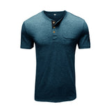 Bonsir Men's Henley Shirt Short Sleeve T-Shirt Summer New Solid Color Simple Fashion Casual Waffle Knit T-Shirt Tops Men's Clothing