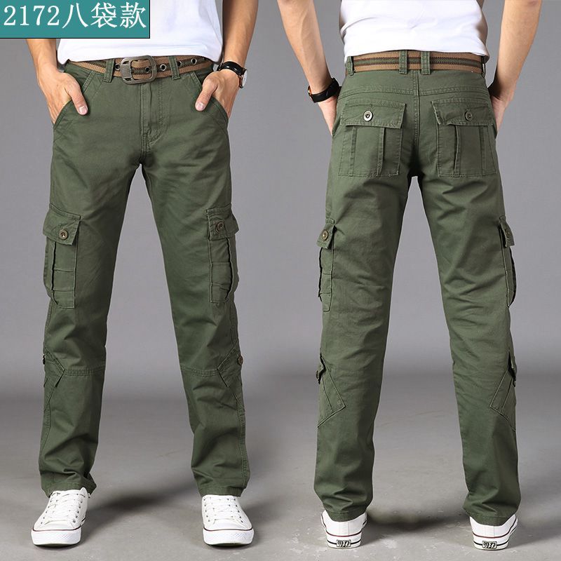 Bonsir Hot Sale Autumn Men's Cargo Pants Pure Cotton Casual Straight Loose Cargo Trousers Military Work Pants for Male B118