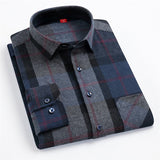 Bonsir Mens Designer Clothes Plaid Flannel Casual Shirt Long Sleeve 100Cotton High-quality Brand Fahison Spring Autumn Regular Blouses
