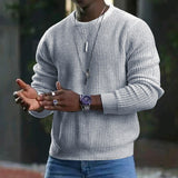 Bonsir Autumn New Long Sleeve T Shirt Quality Waffle Breathable Fabric T Shirt Men Vintage Solid Color Bottoming Loose Casual Tops