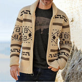 Bonsir Mens Knitted Coat Long Sleeve Jacquard Pocket Sweater Cardigan Jacket Solid Thick Warm Casual Cardigan Knitting Sweatercoat