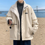 Bonsir Lamb Wool Cotton Men's Coat Reversible Loose Fashion Stand Collar Casual Brand Parkas Fashion Winter Male Jackets
