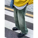 Bonsir  Men's Fashion Trend Vintage Casual Pants Baggy Homme Washed Old Jeans Oversized Students Green/brown Color Trousers S-3XL