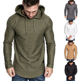 Bonsir New Men's casual fashion solid color long-sleeved T-shirt with Hood Summer casual sports long-sleeved T-shirt