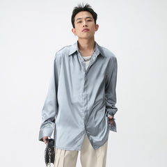 Bonsir Male Shirt Long Sleeve Men's Casual Korean Fashion Coat Turn-down Collar Single Breasted Spring Trendy New Tops