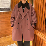 Bonsir Winter Thick Woolen Coat Men Warm Fashion Oversize Long Woolen Coat Men Korean Loose Woolen Trench Coat Mens Overcoat M-2XL
