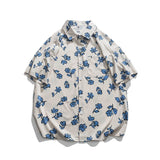 Bonsir Short Sleeve Casual Shirts Loose Lapel Trend Printed Flower Beach Shirt Men's Clothes Thin Summer New Versatile Outer Tops