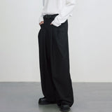 Bonsir Solid Long Pants Men's Fashion Casual Pants Man Spring Summer Fall Loose Pleated Suit Pants Original Trendy Design LGBT Clothing