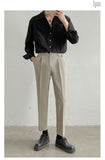 Bonsir Jacquard Long Sleeve Shirt  Spring and Summer Mature Korean Clothes Solid Color Vintage Shirt Men High Quality Luxury Top