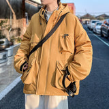 Bonsir Winter Jacket Men Warm Fashion Pocket Thickened Hooded Jacket Men Streetwear Korean Loose Thick Short Coat Mens Parker Clothes