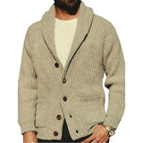 Bonsir Mens Knitted Coat Long Sleeve Jacquard Pocket Sweater Cardigan Jacket Solid Thick Warm Casual Cardigan Knitting Sweatercoat
