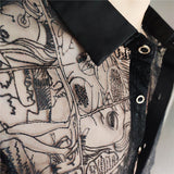 Bonsir High Quality Black Lace Sexy Shirt Embroidery See Through Shirt Men Social Club Luxe Transparent Shirt Summer Short Sleeve Shirt