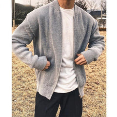 Bonsir Korean Clothes Winter New Mens Cardigan Solid Color Zipper Knitted Sweater Cardigan Men Japanese Casual Simple Sweater