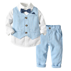 Bonsir Boy Suit Dress Long Sleeve Shirt Vest Trousers Gentleman Bow Tie Gentleman Suit Four Piece Set Of Boy Treasure