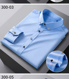 Bonsir Men's Silk Shirts Long Sleeve Drill Button Solid Color 3XL Silky Business Formal Social No Iron and Wrinkle Soft Fashion Clothes