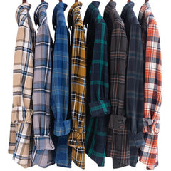 Bonsir 6XL autumn winter Flannel business casual iron free 100% cotton plaid long sleeve men's shirt large quality wrinkle resistant