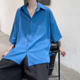Bonsir Half Sleeve Men Solid Shirts Summer Casual Oversize Blouses White Fashion Male Cardigan Vintage Korean Clothing