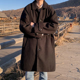 Bonsir Winter Thick Woolen Coat Men Warm Fashion Casual Oversized Trench Coat Men Korean Loose Long Woolen Coat Mens Overcoat M-2XL