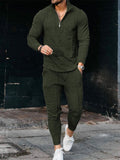 Bonsir Fashion Slim Fit Solid Two Piece Sets Man Spring Summer Streetwear Mens Long Sleeve Tops And Long Pants Suits Men Casual Outfits