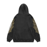 Bonsir Men's sweatshirt Vintage  Contrast Color Embroidery Bone Hoodies Oversized Hip Hop Hooded Sweatshirt Streetwear Pullover