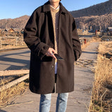Bonsir Winter Thick Woolen Coat Men Warm Fashion Casual Oversized Trench Coat Men Korean Loose Long Woolen Coat Mens Overcoat M-2XL