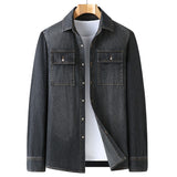 Bonsir Plus Size L-5XL 6XL 7XL 8XL 100% Denim Cotton Shirt For Men's Long Sleeves 2023 Spring Autumn Style Fashion Casual Clothing
