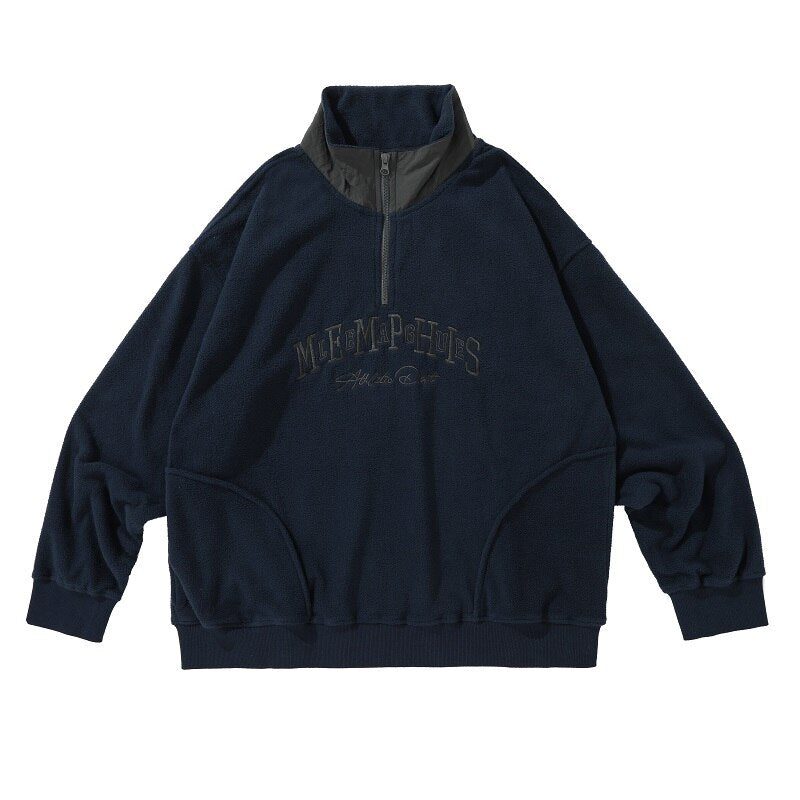 Contrast embroidered clearance letter fleece hoodie