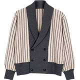 Bonsir Vintage Turn-down Collar Double-breasted Sweater Cardigans Men Winter Fashion Striped Patchwork Blazer Jackets For Mens Knit Top