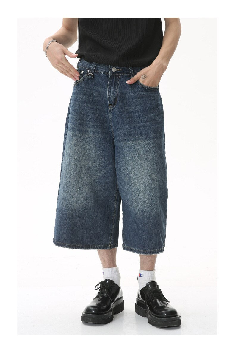 2023 Autumn Winter New Korean High Street Men's Jeans Loose Straight Pants  Fashion Elastic Casual Pants 3xl