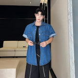 Bonsir Vintage Men's Denim Shirts Summer Korean Style Washed Short Sleeve Jacket Coat Fasion Male Casual Streetwear 2023 New