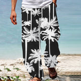 Bonsir Casual Loose Drawstring Waist Men's Pants Spring Summer Fashion Graphic Printed Beach Long Pant Hawaii Men Vacation Trouser