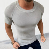 Bonsir Spring Summer Leisure Slim Fit T Shirt Mens Knitting Solid Color Short Sleeve Knit Tops For Men Casual O Neck Pullover Tees
