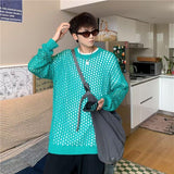 Bonsir Men's And Women's Hollow Fishnet Clothes Thick Thread Pullover Knitted Sweater Men's And Women's Tops