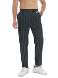 Bonsir Vintage Men Plaid Print Pants Autumn Casual Buttoned Mid Waist Straight Trousers Mens Fashion Striped Long Pant Male Streetwear